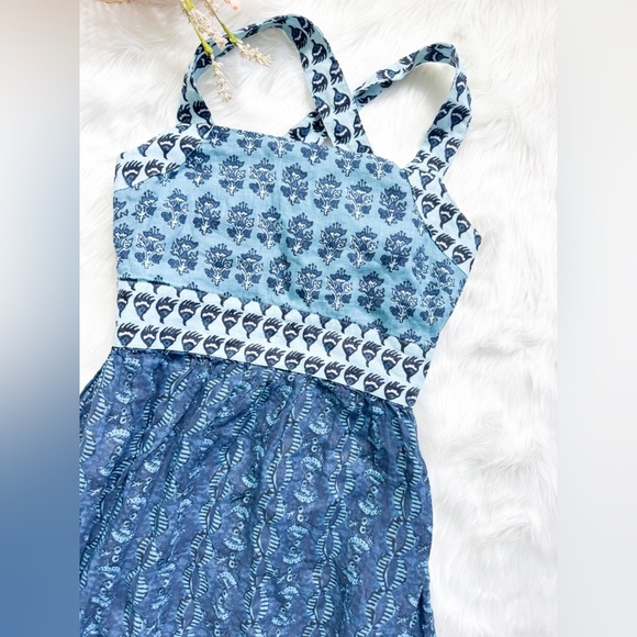 NWT Faherty Gracie Maxi Dress Blue Bali Bloom Linen - Size XS - Picture 3 of 7